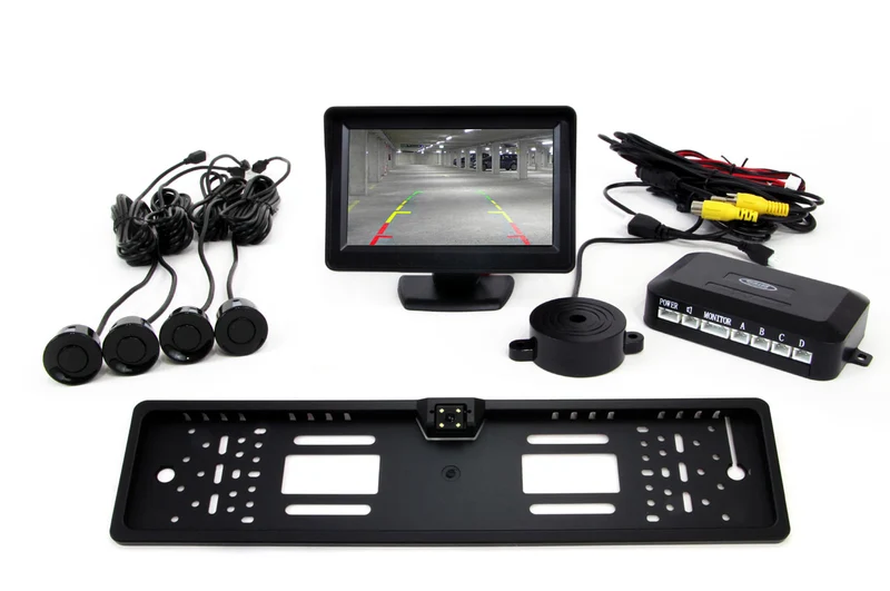 Sistema di assistenza al parcheggio: telecamera di retromarcia targa e kit di 4 sensori