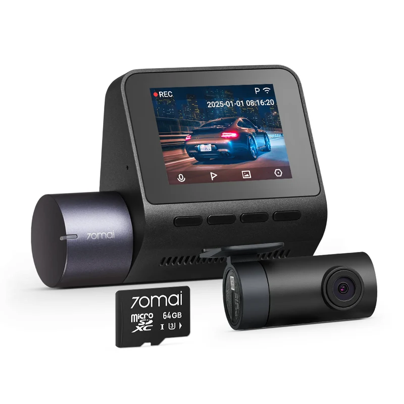 70mai Dash Cam A410 2.5K HDR Dual w/ GPS, Emergency Record, G-Sensor, App Control & Compact Design