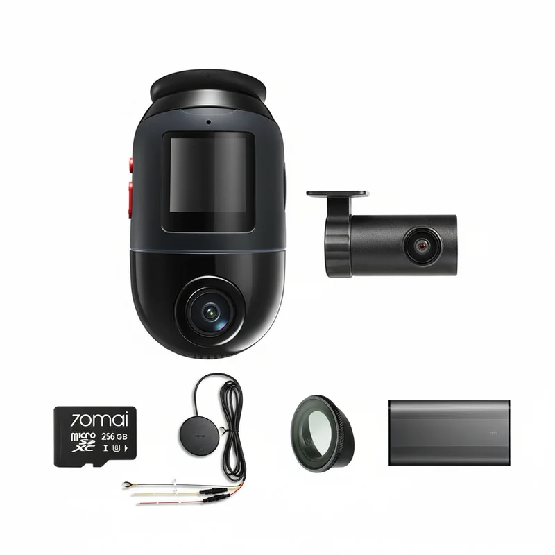 Pacchetto Omni 4K: telecamera anteriore + telecamera posteriore + scheda di memoria + kit di installazione fissa + filtro CPL + batteria