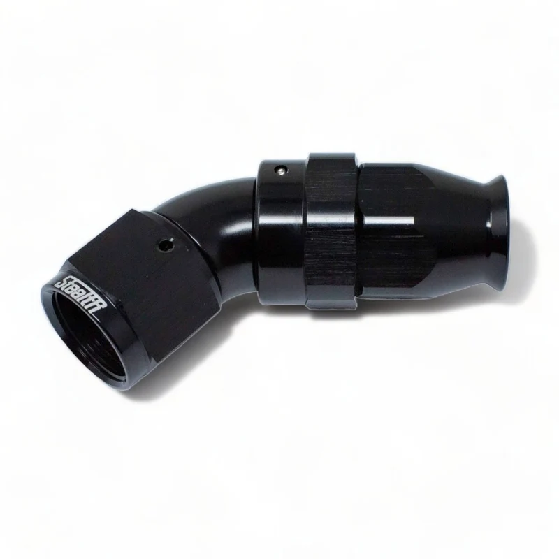 STEALTH TX-SERIES FF - raccordo da 45 gradi/AN a flusso totale ruotabile per PTFE (tutte le dimensioni/alluminio)
