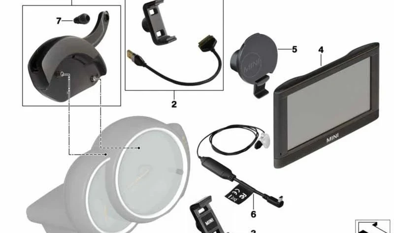 Alojamiento de bola Click&Drive OEM 65902447306 para MINI F55, F56, F54 Clubman, F57 Cabrio y F60 Countryman. Original MINI