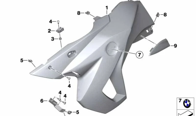 Soporte izquierdo de parabrisas OEM 46637701955 para motos BMW F650GS y F800GS (K72). Original BMW Motorrad.