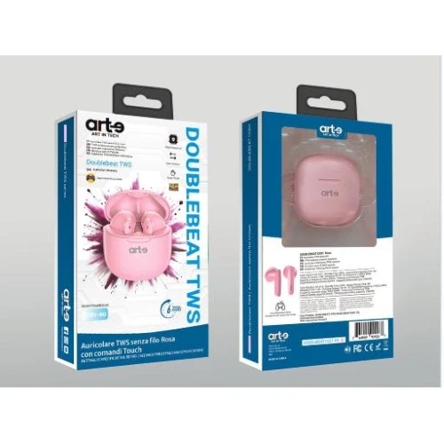 Auricolari TWS BT 5.4 CO01 PZ 3 -CO01-NE pink con comandi touch