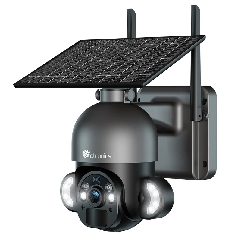 3K 5MP PTZ Telecamera Wi-fi Esterno con Pannello Solare con Faretto Visione Notturna Rilevamento PIR