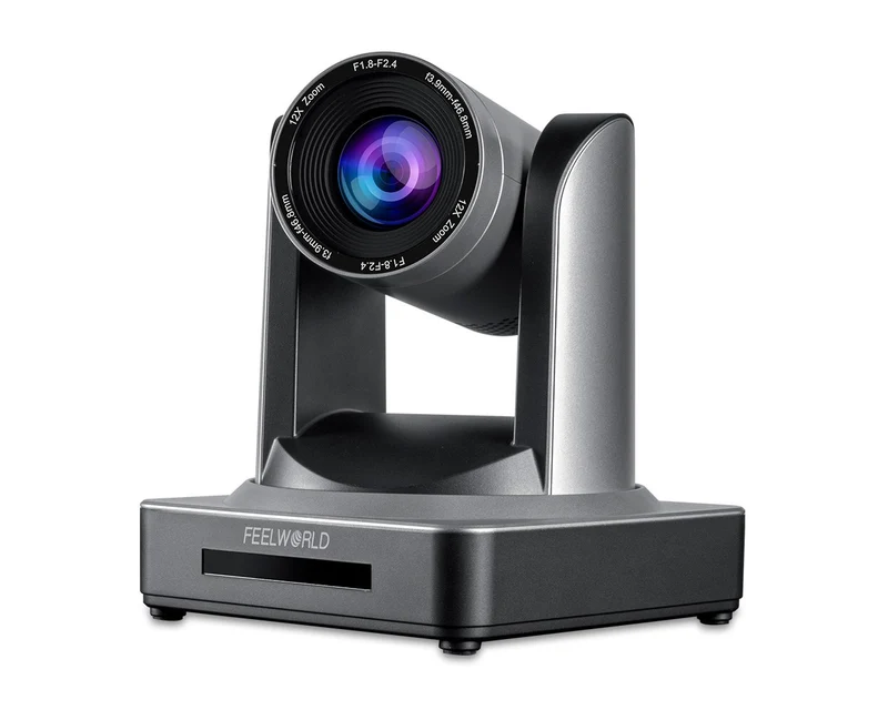 Telecamera PTZ intelligente FEELWORLD POE12X con zoom ottico 12X, USB, SDI, HDMI, IP, streaming live 1080P@60fps e supporto PoE.