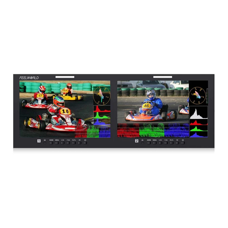 FEELWORLD D101 PLUS Doppio monitor da 10.1 pollici per montaggio a rack 4RU, 4K, HDMI, 3G, SDI, 1920x1200IPS