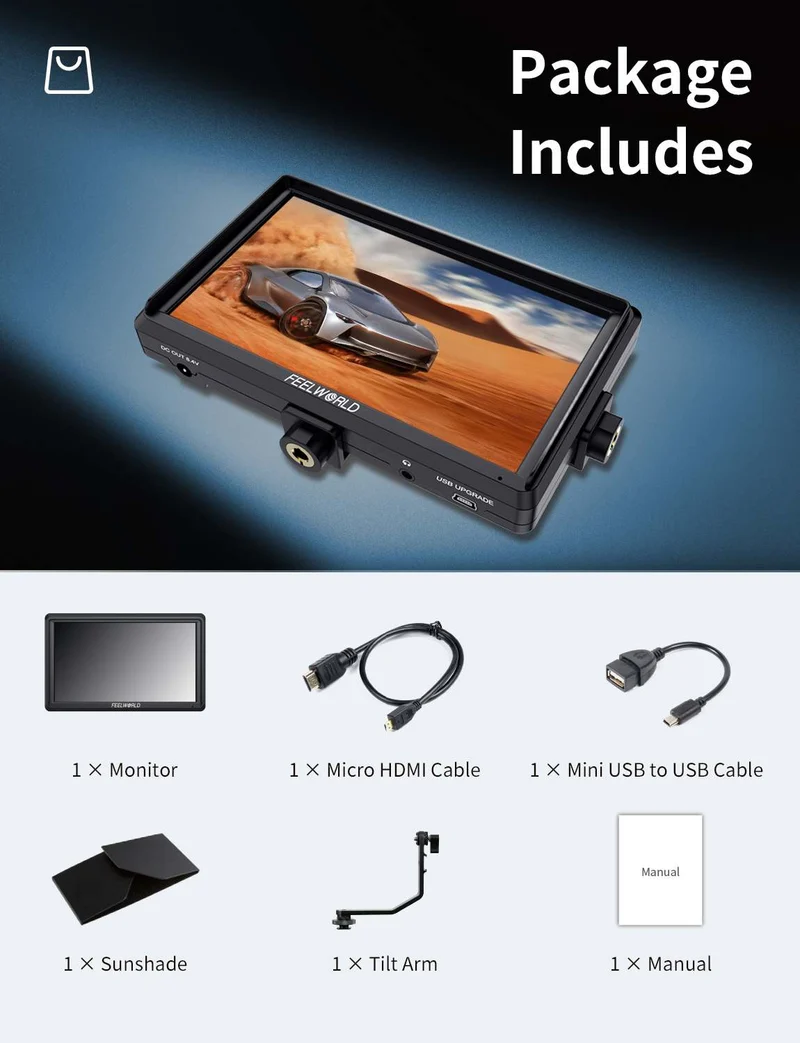 Monitor per fotocamera DSLR da campo FEELWORLD S55E da 5.5 pollici e 500 nit, FHD IPS, supporto ingresso/uscita HDMI 4K