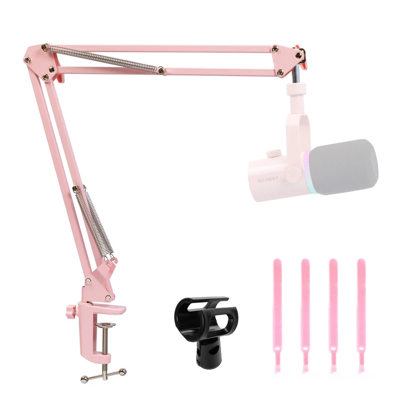 Braccio per microfono rosa FEELWORLD AMS1 per PM1 e microfono dinamico