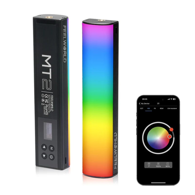 FEELWORLD MT2 Bacchetta luminosa portatile, luce video LED RGB a 360° per la fotografia