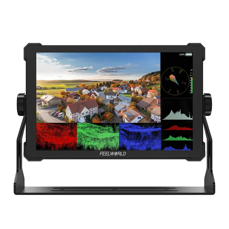 FEELWORLD T10 Kit di installazione e alimentazione esterna per monitor da campo per fotocamera DSLR in alluminio da 10.1 pollici 500nit