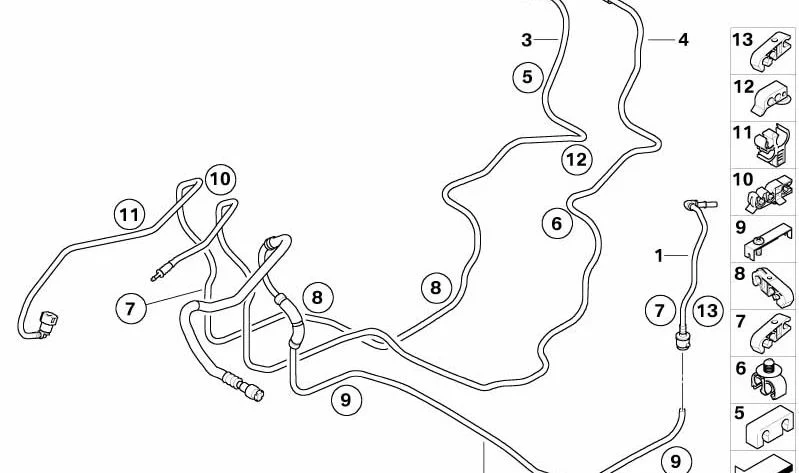 Tubería de alimentación de combustible OEM 16126756920 para MINI R50 y R53. Original MINI