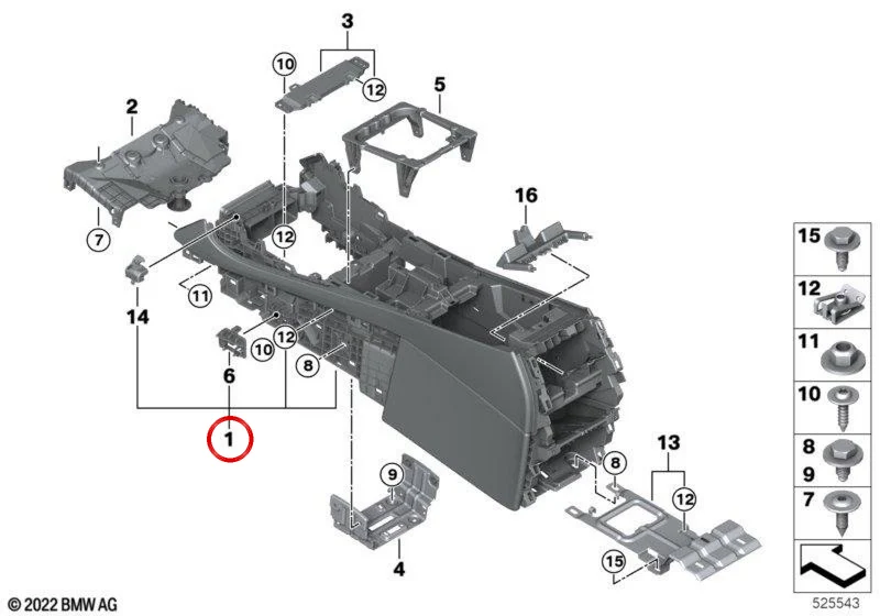 Consola central negra OEM 51165A5C613 para BMW XM G09 y XM 50e G09. Original BMW