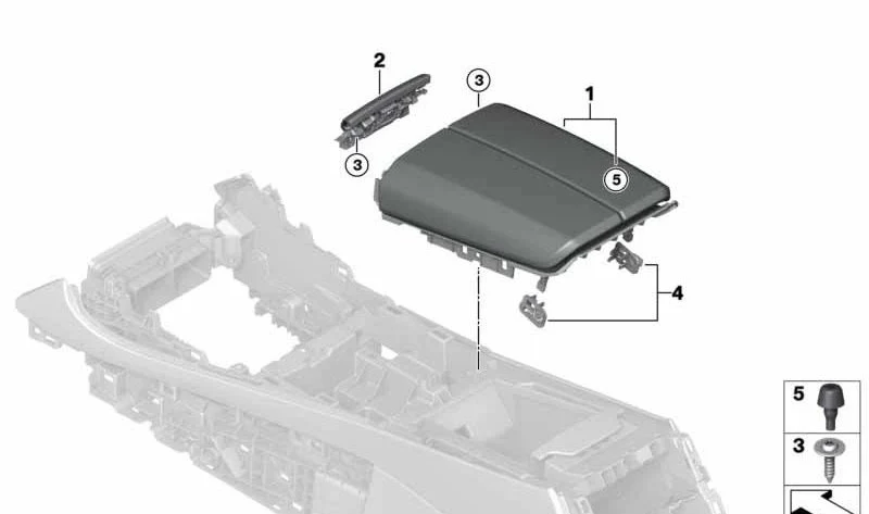 Apoyabrazos de consola central en cuero Cognac OEM 51169399784 para BMW X5 G05, X6 G06 y X7 G07. Original BMW