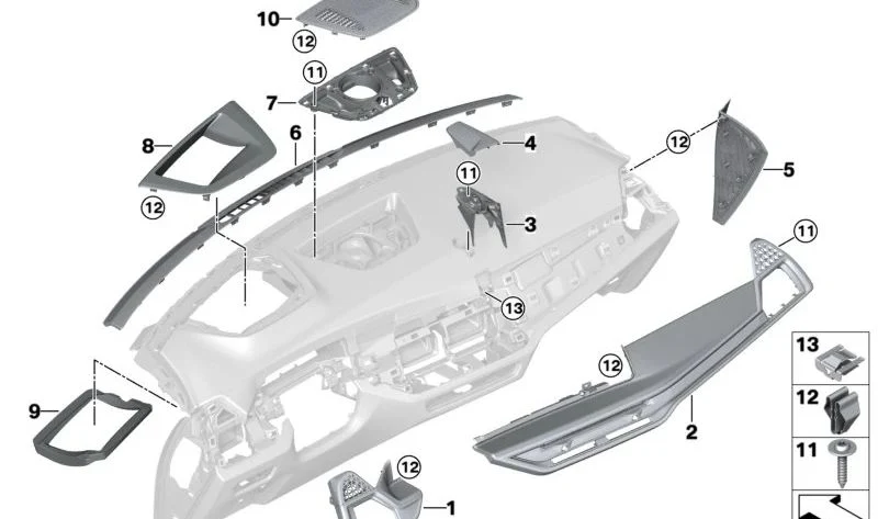 Moldura del salpicadero Fineline metal, lado acompañante, dirección izquierda OEM 51459634830 para BMW X5 G05 LCI, X5 M F95 LCI, X6 G06 LCI, X6 M F96 LCI y X7 G07 LCI. Original BMW