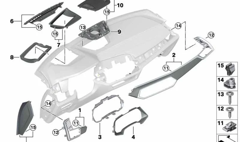 Moldura del cuadro de instrumentos OEM 51456818849 para BMW X5 G05, X5 M F95, X6 G06, X6 M F96 y X7 G07. Original BMW