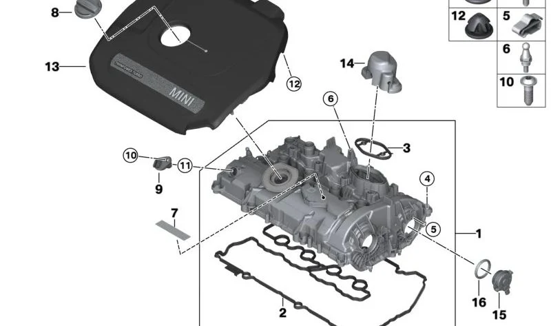 Cubierta acústica OEM 11148632412 para MINI F56, F55, Clubman F54, Cabrio F57 y Countryman F60. Original MINI.