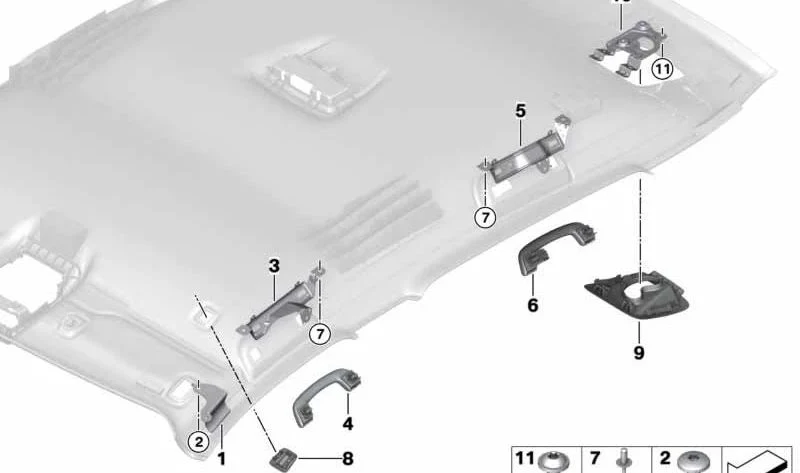Embellecedor de salida del cinturón de seguridad del techo negro OEM 51468073277 para BMW X2 F39. Original BMW