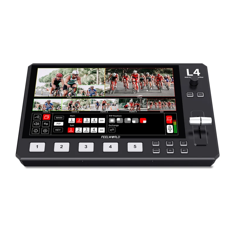 FEELWORLD L4 Mixer video multicamera Switcher Touch screen da 10.1" USB 3.0 Streaming veloce