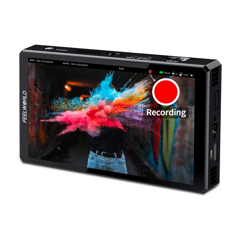 FEELWORLD CUT6S Videocamera da campo con monitor di registrazione da 6 pollici DSLR Registratore USB 2.0 HDMI SDI