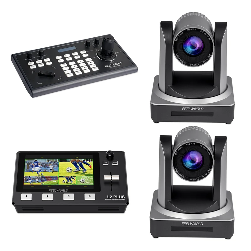 Set bundle controller PTZ FEELWORLD KBC10 e switcher video L2 Plus e 2 telecamere PTZ POE20X