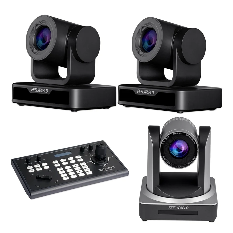 Set bundle controller PTZ FEELWORLD KBC10 e 2 telecamere PTZ USB10X e telecamera PTZ POE20X
