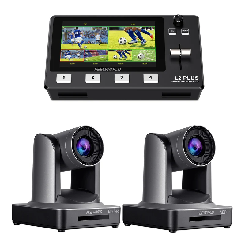 Set bundle video FEELWORLD L2 PLUS e 2 telecamere PTZ NDI20X
