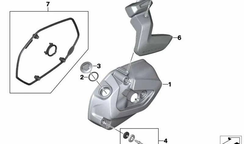 Tapa de culata derecha gris ágata OEM 11127923596 para motos BMW R1250 GS, R1250 GS Adventure, R1250 RT, R1250 R, R1250 RS. Original BMW Motorrad