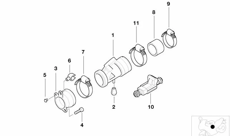 Tubuladura de aspiración derecha OEM 11611340770 para motos BMW R850, R1100, R1150, R1200 C y R1200 CL… y más. Original BMW Motorrad.