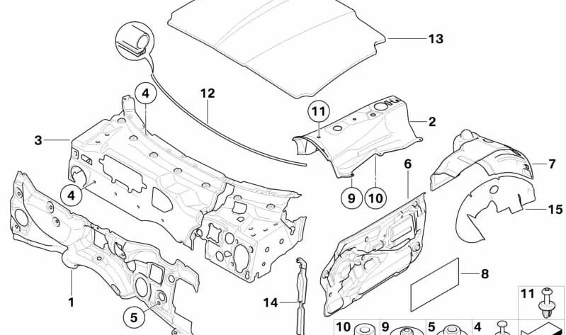 Junta delantera de capó OEM 51717053532 para BMW Z4 E85 y Z4 Coupé E86. Original BMW