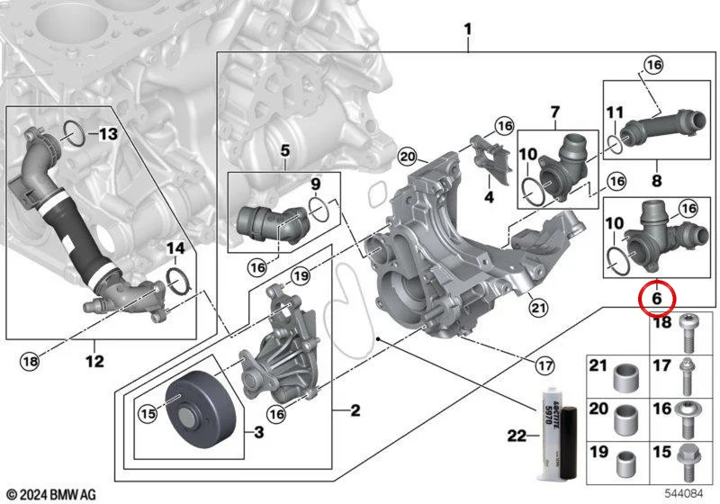 Racor de refrigeración NW16+NW20 OEM 11515B57B35 para BMW Serie 3 G20/G21, Serie 5 G30/G31/G60/G61, X3 G01/G45… y más. Original BMW