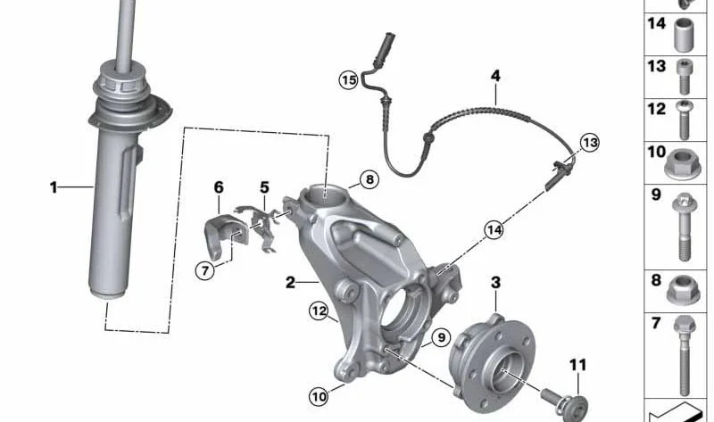 Amortiguador delantero izquierdo OEM 31316861701 para BMW X1 F48 LCI y X2 F39. Original BMW