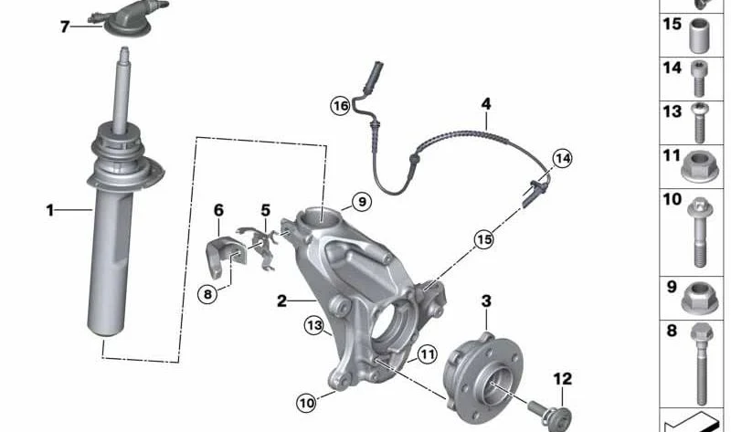 Amortiguador delantero derecho VDC OEM 37106888792 para MINI John Cooper Works ALL4 Clubman F54 LCI. Original MINI
