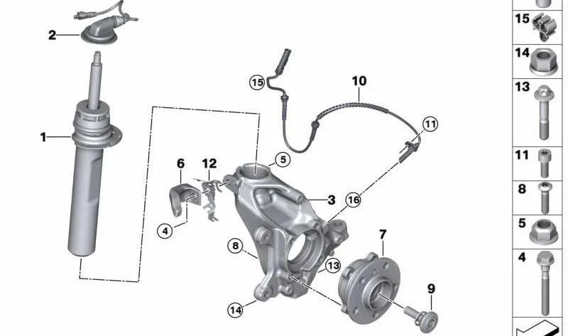Muelle-amortiguador delantero izquierdo OEM 37106861417 para MINI Clubman F54 y F54 LCI. Original MINI