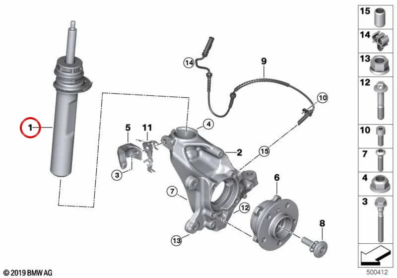 Muelle-amortiguador delantero izquierdo OEM 31306897029 para MINI F56 JCW GP (GP3). Original MINI