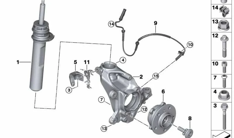 Conjunto muelle-amortiguador delantero izquierdo OEM 31316852411 para MINI F55 Cooper D y F56 Cooper… y más. Original MINI.