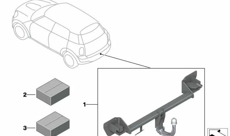 Dispositivo de enganche desmontable OEM 71606871943 para MINI Countryman R60 y Paceman R61 sin kit aerodinámico JCW. Original MINI