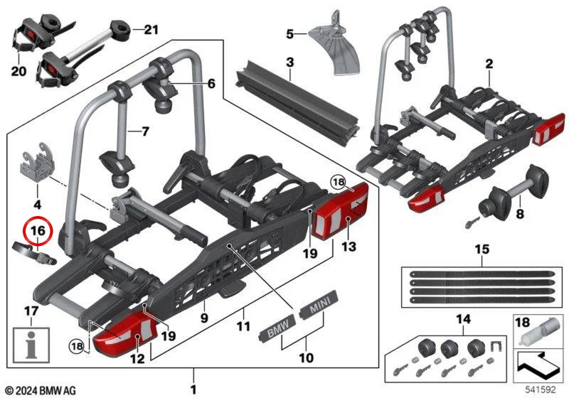 Correa de amarre con carraca OEM 82725B651F5 para BMW Serie 1, Serie 3, X1, X3, X5 y MINI Countryman, Paceman, Aceman… y más. Original BMW y MINI