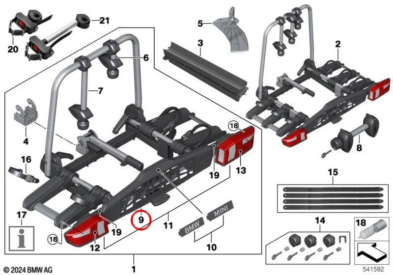 Soporte de matrícula OEM 82725B651E8 válido para BMW. Original BMW.