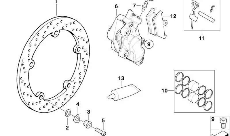 Disco de freno delantero 320 mm OEM 34112338231 para motos BMW R 1100 S y R 1100 RS. Original BMW Motorrad