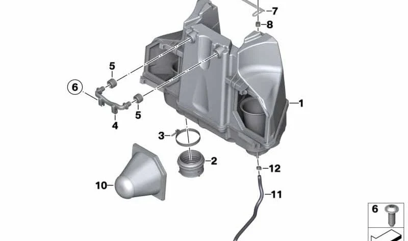 Soporte de silenciador de admisión OEM 13717672610 para motos BMW K 1200 S, K 1300 S, K 1200 R, K 1200 R Sport, K 1300 R, K 1200 GT, K 1300 GT. Original BMW Motorrad