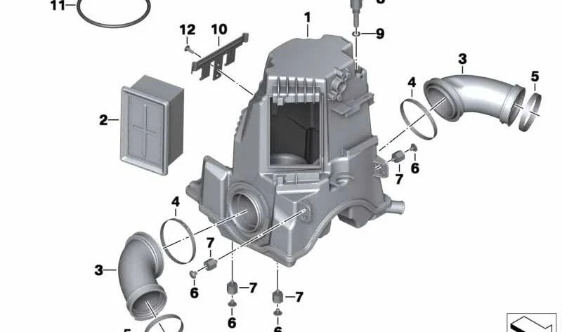 Tubo de aspiración derecho OEM 13717688572 para motos BMW R 1200 S y HP2 Sport. Original BMW Motorrad.