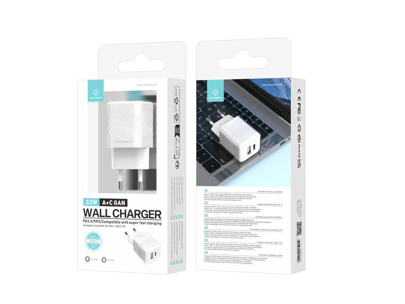Caricabatterie da muro Techancy 33W USB-C PD;