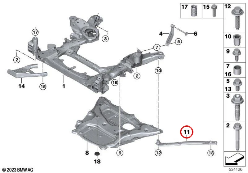 Tirante de suspensión delantero izquierdo OEM 31108854085 para BMW XM G09. Original BMW