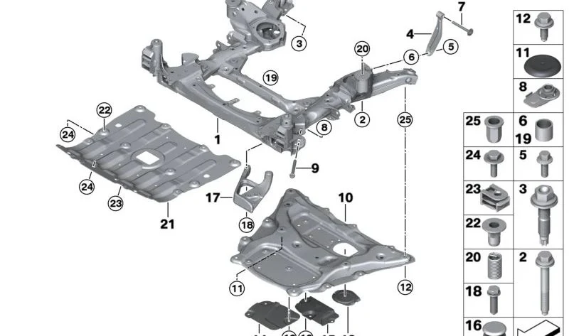 Aislamiento acústico delantero OEM 31116876770 para BMW X5 G05/G05 LCI, X6 G06/G06 LCI y X7 G07/G07 LCI. Original BMW