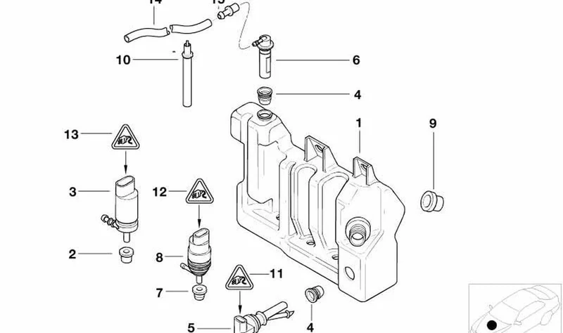Conmutador de nivel del depósito lavafaros OEM 61318360459 para MINI R50, R52, R53, R55, R56, R57, R58, R59… y más. Original MINI