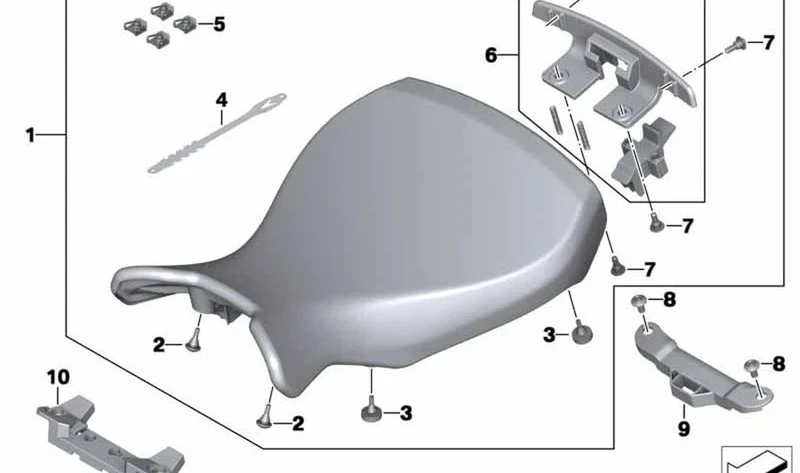 Asiento del conductor negro OEM 52538559399 para motos BMW R nineT Racer K32. Original BMW Motorrad.