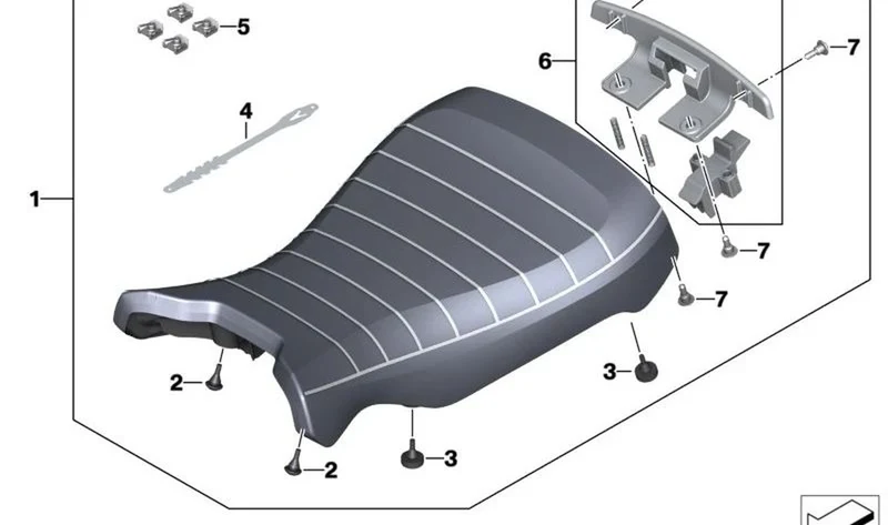 Juego de bloqueo de asiento OEM 52538549476 para motos BMW R nineT, R nineT Pure, R nineT Scrambler, R nineT Racer, R nineT Urban G/S... y más. Original BMW Motorrad.