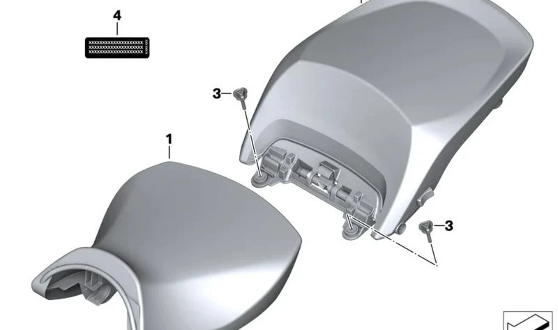 Asiento de acompañante trasero negro OEM 52538548575 para motos BMW R 1200 RT, R 1250 RT (K52). Original BMW Motorrad.
