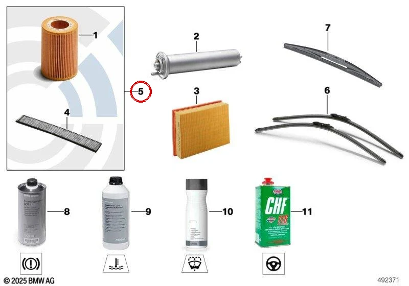 Kit de servicio de aceite OEM 88002288327 para BMW Serie 3 E90 E91 E92 E93 LCI y X1 E84, incluye filtro de aceite y filtro de habitáculo de carbón activo. Original BMW.