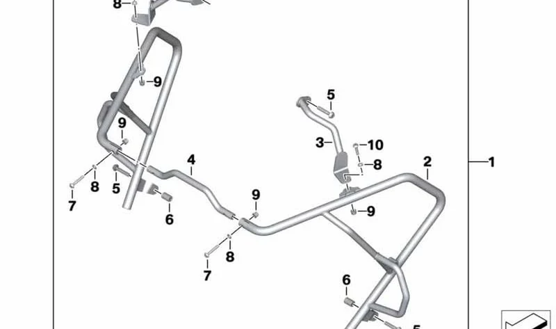 Arco protector lateral izquierdo OEM 77308566841 para motos BMW C 400 X K09 (0C09, 0C31, 0S11, BTP7)… y más. Original BMW Motorrad.